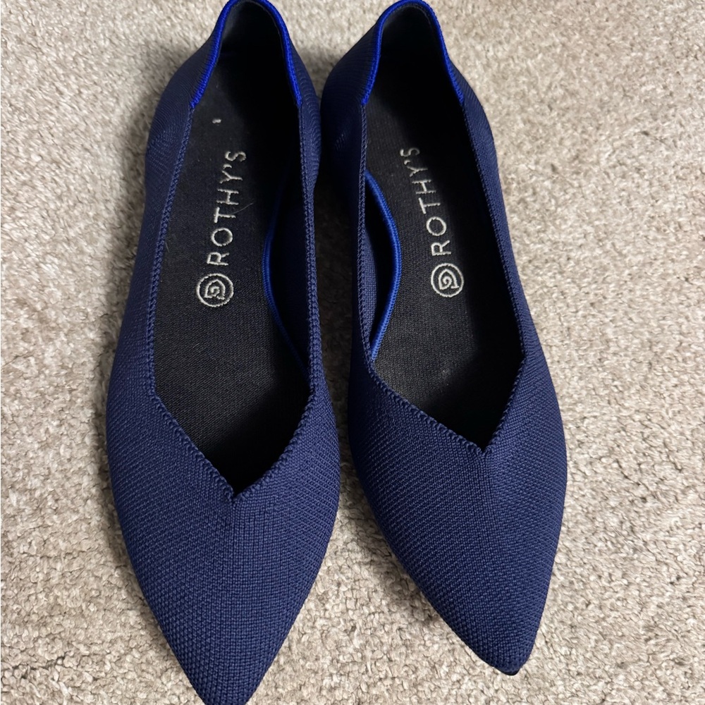 Rothy's Deep Navy Pointed Knit Flats